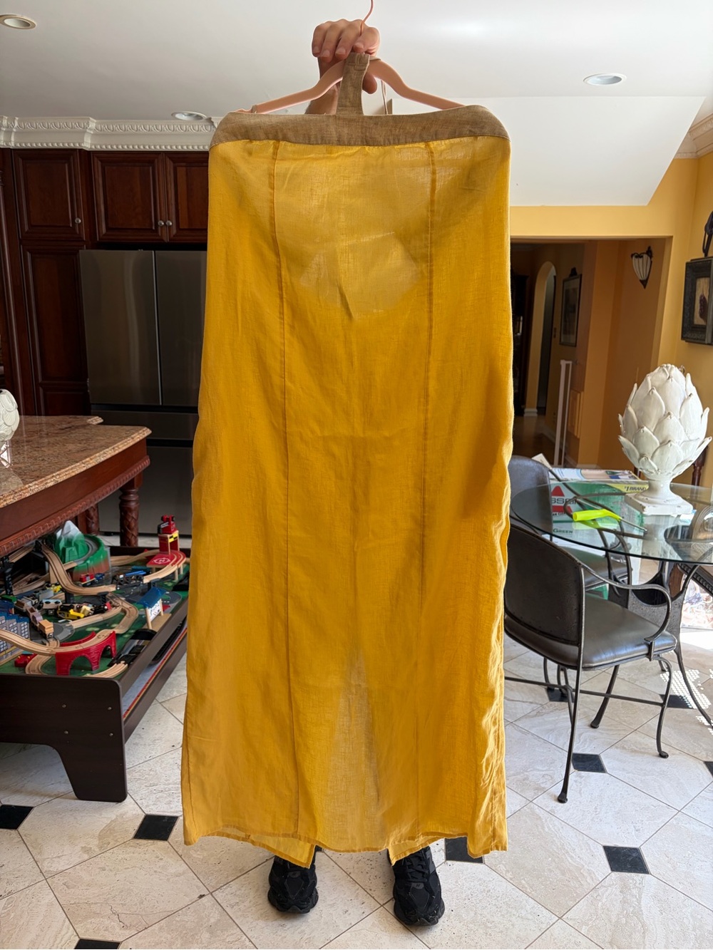 Anthropologie Yellow Linen Maxi dress